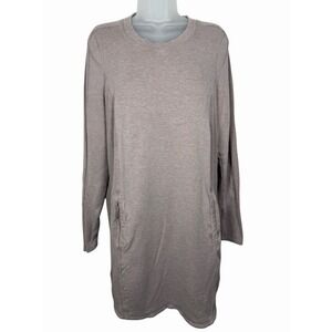 Athleta Balance Dress LT Tall Flora Mauve Heather Pockets TENCEL Stretch